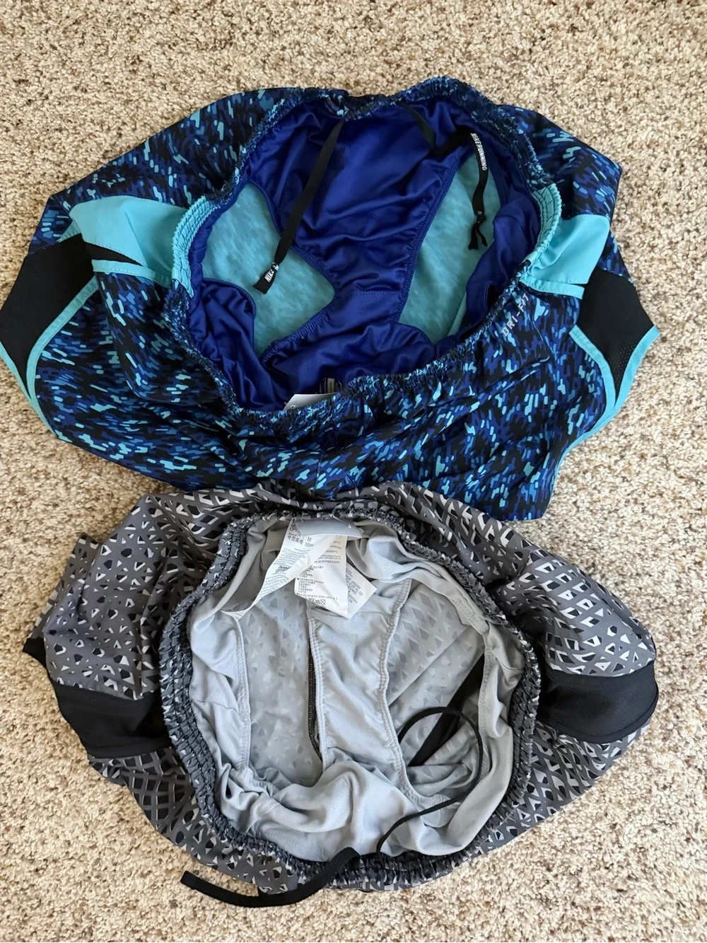 Nike Women's Blue Pattern & Gray Printed Athletic Shorts Duo